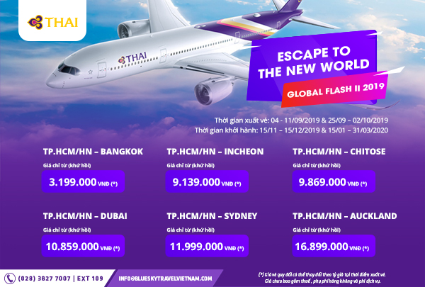 Thai Airways tung chương trình khuyến mãi Global Flash II 2019